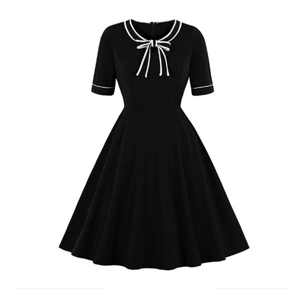 Wellwits Dresses & Skirts - Wellwits Black Vintage Style Bow Tie Dress XL